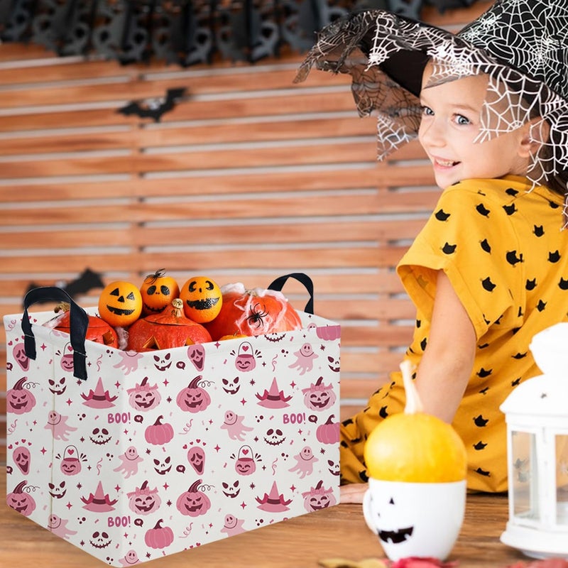FXOCSHE Rectangular Halloween Basket,Trick or Treat Basket for Boys and Girls,Waterproof collapsible storage box,Halloween Decor,Gift box(Ghost Face Halloween) - Image 3